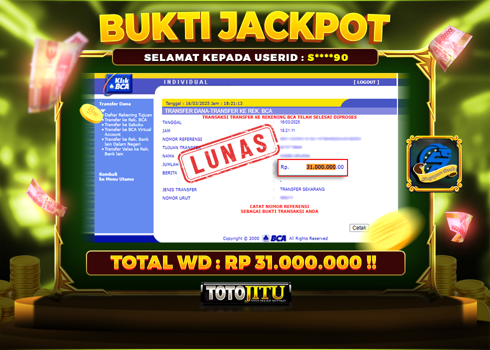 JACKPOT DI TOGEL SINGAPURA KAMI BAYAR LUNAS !