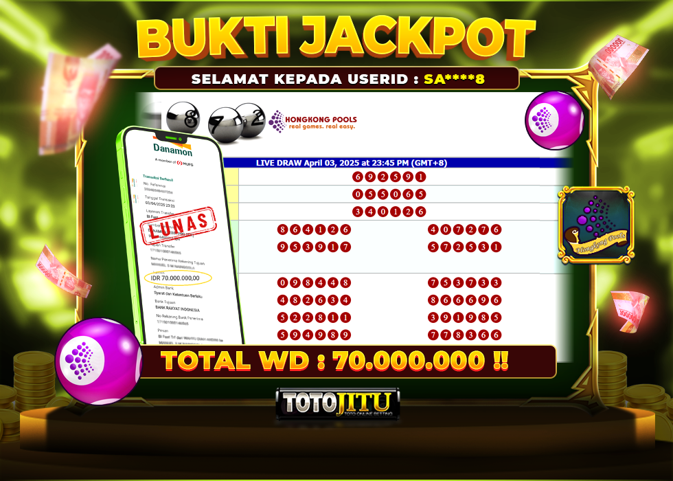 RAIH JACKPOT TOGEL HONGKONG, MENANG BESAR!