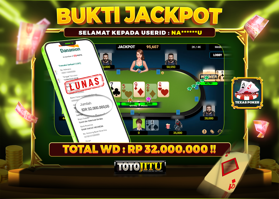 MEGA JACPOT DI TEXAS POKER !! BERAPAPUN WD ANDA DI BAYAR LUNAS !!