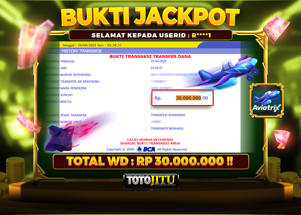 JACKPOT SETINGGI ANGKASA DENGAN PROVIDER BARU AVIATRIX !!